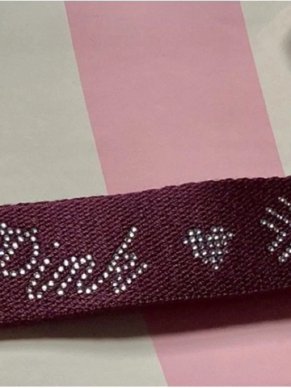 PINK Victoria's Secret Plum Studded Logo Keyring Wristlet